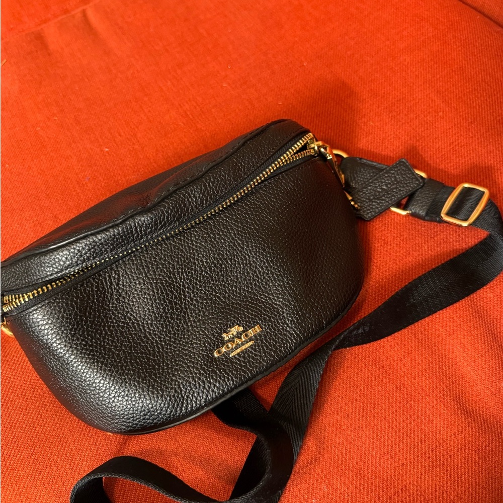 Coach Black pebble Leather belt Bag or Fanny pack